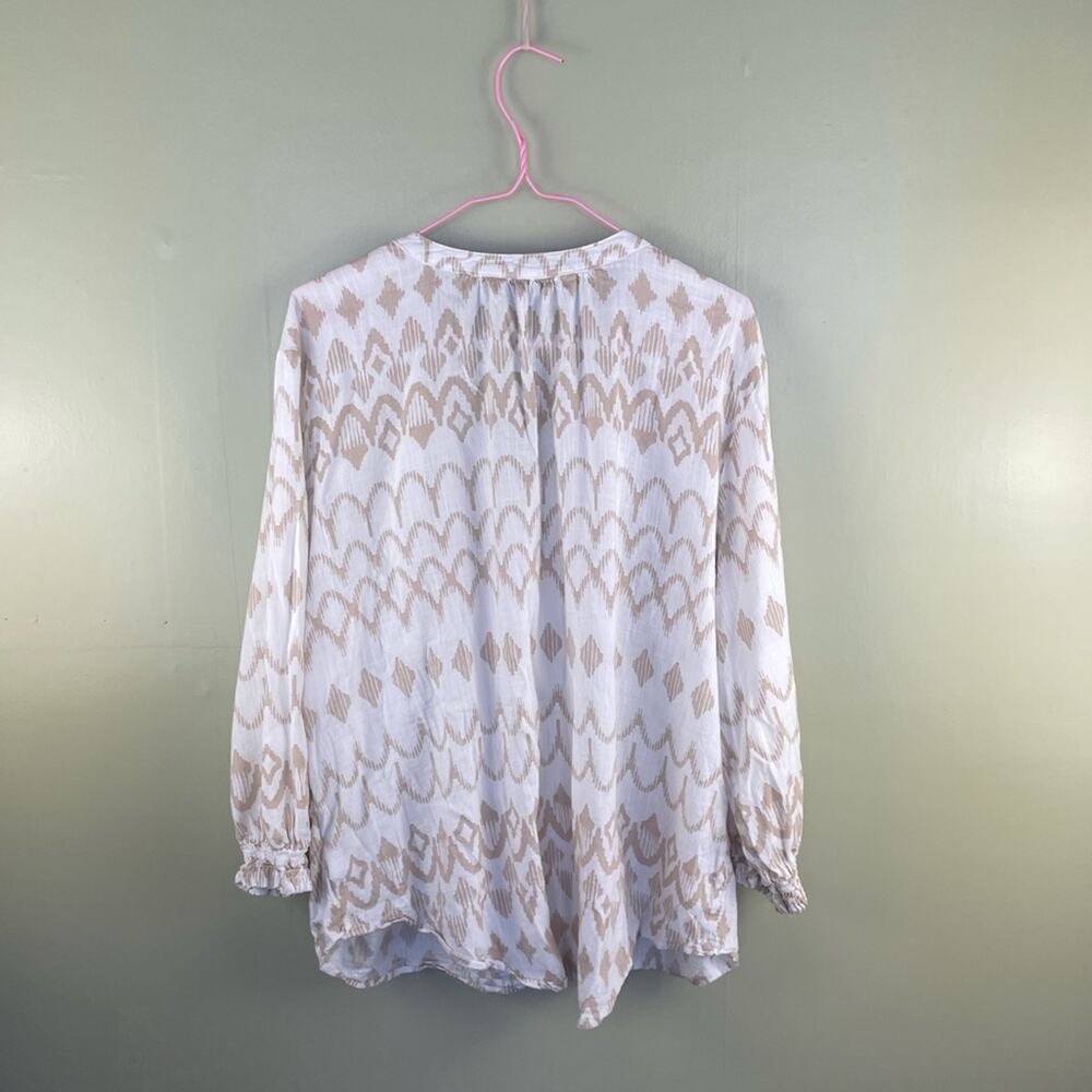 Sonoma printed gauze v-neck button down blouse - Picture 4 of 6